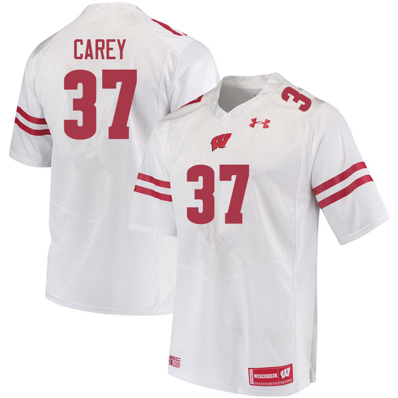 Men #37 Bryce Carey Wisconsin Badgers College Football Jerseys Sale-White - Click Image to Close